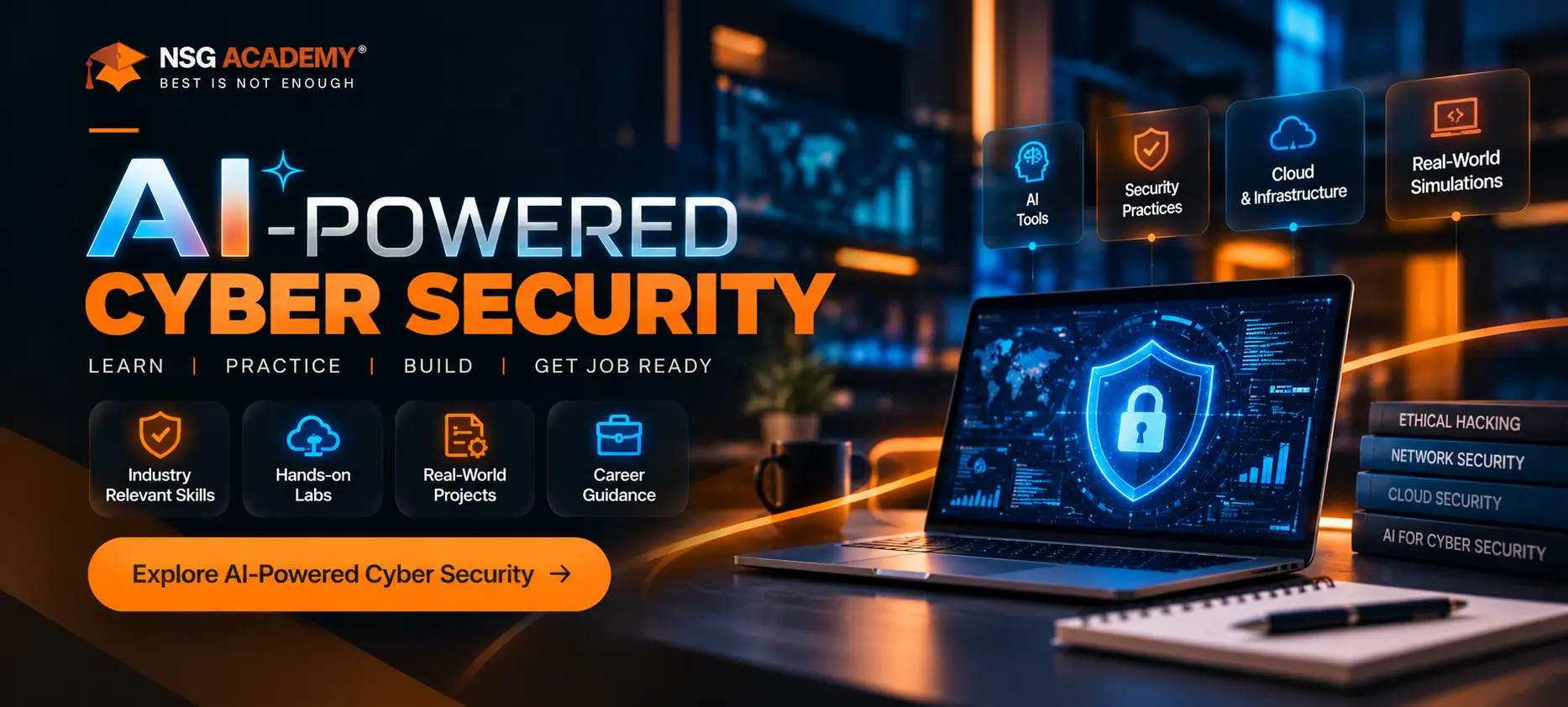 NSG Academy AI-Powered Cyber Security — industry relevant skills, hands-on labs, real-world projects and career guidance