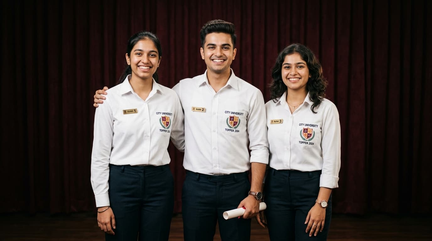 NSG Academy entrance rank holders on stage